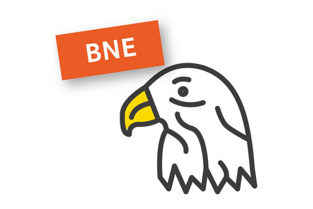 Piktogramm mit einem Vogelkopf, daneben der Schriftzug "BNE"