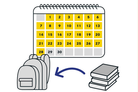 Ein Kalender zeigt an, wie lange die Medien ausgeliehen sind.